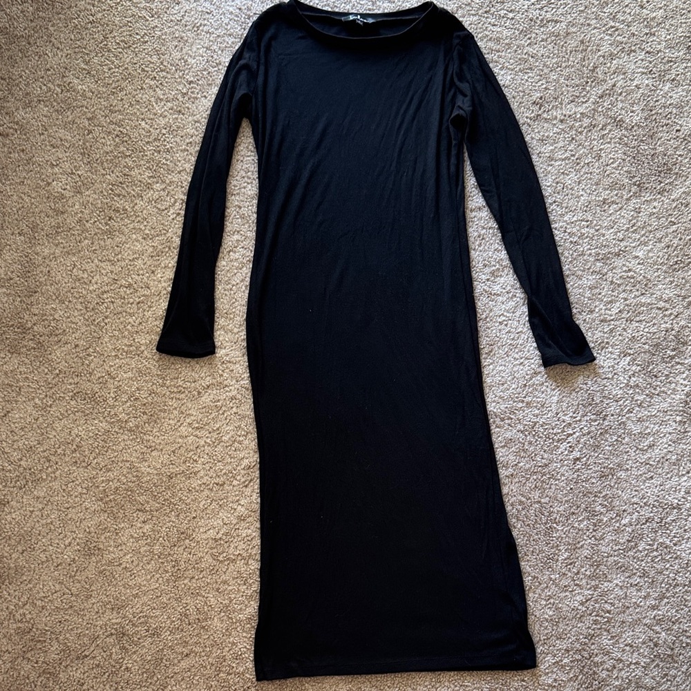 Lulu's Elegant Black Long Sleeve Dress